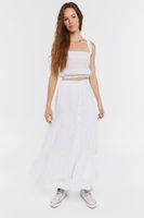 Women's Ruffled Crochet Crop Top in White, XL