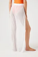 Women's Mesh Swim Cover-Up Pants in White Small