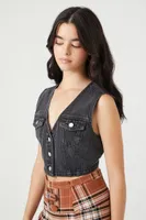 Women's Cropped Denim Vest