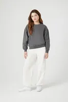 Women's French Terry Mineral Wash Pullover in Dark Grey, XS