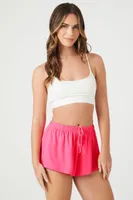 Women's Drawstring Pajama Shorts Neon Pink