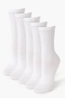 Ribbed-Trim Crew Socks in White/White