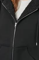 Women's Faux Shearling-Trim Hooded Jacket Medium