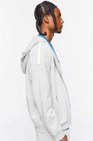 Men Fleece Zip-Up Hoodie in Heather Grey Large