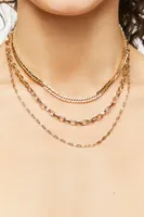 Women's Curb & Anchor Chain Layered Necklace in Gold