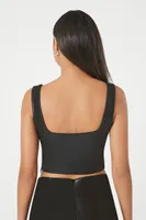 Women's Faux Leather Crop Top in Black Large