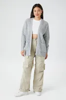 Women's Open-Front Cardigan Sweater in Grey, XL