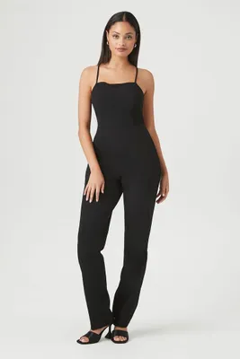 Women's Lace-Up Cami Jumpsuit in Black Small