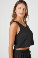 Women's Cropped Pajama Tank Top in Black Small