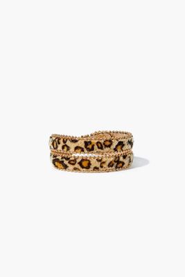 Women's Leopard Print Wrap Bracelet in Brown/Gold