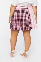 Women's Reworked Plaid Mini Skirt in Pink, 0X