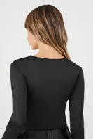 Women's Contour Long-Sleeve Bodysuit in Black, XL