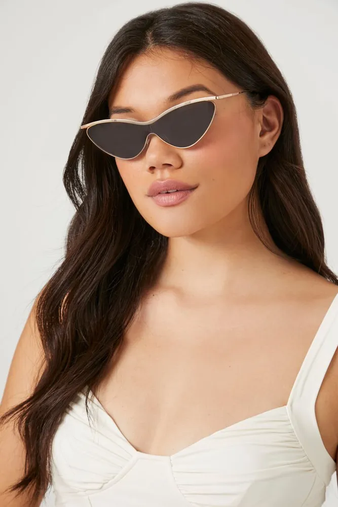 Tinted Cat-Eye Sunglasses in Gold/Black