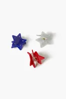 Star Mini Claw Hair Clip Set in Red/Blue