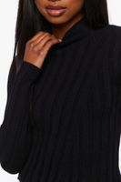 Women's Ribbed Mock Neck Sweater in Black Small