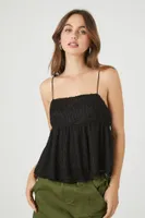 Women's Loop-Knit Flounce Cami in Black Small