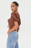 Women's Peasant-Sleeve Crop Top Chocolate