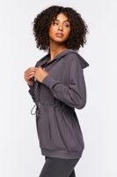 Women's Active Drawstring Zip-Up Hoodie in Charcoal Small