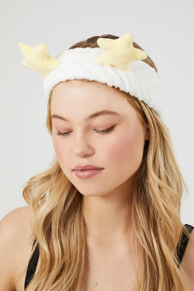 Plush Star Headwrap in White