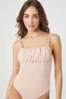 Women's Ruched Cami Bodysuit in Nude Pink Medium