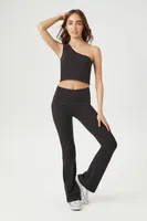 Women's One-Shoulder Crop Top in Black Medium