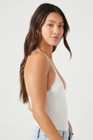 Women's Seamless Ribbed Racerback Bodysuit in White Medium