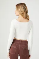 Women's Cropped Rib-Knit Sweater White