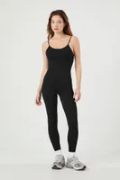 Women's Seamless Ribbed Knit Jumpsuit in Black Large