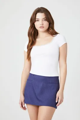 Women's A-Line Mini Skirt in Navy/White, XL