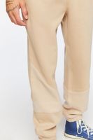 Men Colorblock Drawstring Joggers in Taupe, XL