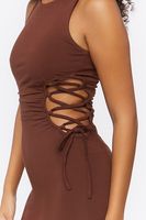 Women's Crisscross Cutout Midi Dress in Chocolate Medium