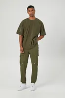 Men Zippered Mid-Rise Cargo Joggers in Olive, 30