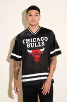 Men Chicago Bulls Embroidered Top in Black, XL