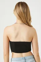 Women's Handkerchief Cropped Tube Top in Black Large