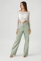 Women's Sheer Mesh Crop Top White