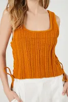 Women's Crochet Sweater-Knit Crop Top in Copper, XL