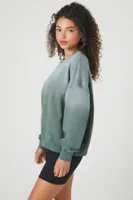 Women's French Terry Drop-Sleeve Pullover in Green Small