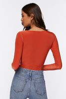 Women's Twist-Front Cutout Bodysuit in Rust Small