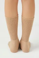 Cotton-Blend Crew Socks in Warm Sand