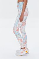 Women's Active Floral Print Leggings in Cream Small