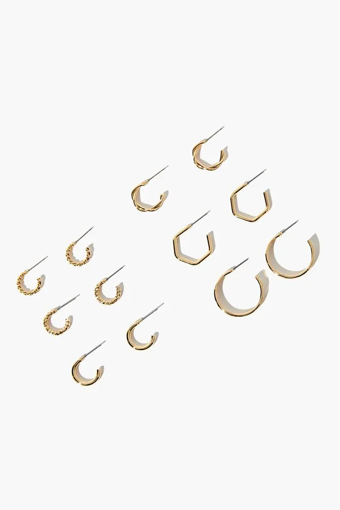 Women's Assorted Hoop Earring Set in Gold