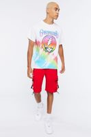 Men Drawstring Utility Cargo Shorts Red