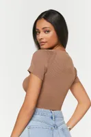 Women's Short-Sleeve Sweater-Knit Crop Top