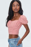 Women's Sweetheart Puff-Sleeve Crop Top in Tigerlily Large