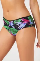 Women's Tropical Boyshort Bikini Bottoms in Black Small