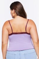 Women's Contrast-Trim Cami in Dusty Pink/Merlot, 0X