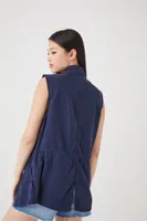 Women's Chambray Open-Front Vest in Navy, XS