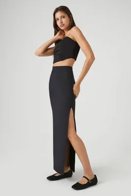 Women's Maxi Slit Column Skirt in Black Medium
