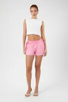 Women's Drawstring Paperbag Pull-On Shorts Light Pink,