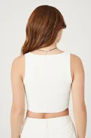 Women's Sweater-Knit Sleeveless Crop Top in White, XL